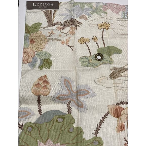 Lee Jofa Floral Fabric Sample Remnant, Floral Birds LUZON Print in Apricot 17” - Picture 2 of 8